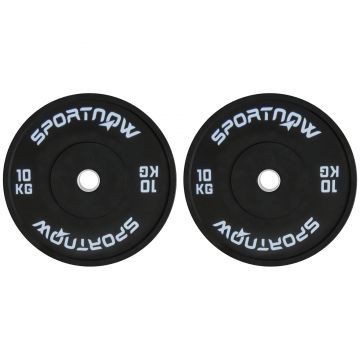 SPORTNOW Set 2 Placi Greutati Olimpice 10 kg Cauciuc pentru Haltere Orificiu 5 cm Acasa Sala | Aosom Romania