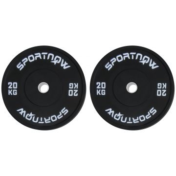 SPORTNOW Set 2 Placi Greutati Olimpice 20 kg Cauciuc pentru Haltere Orificiu 5 cm Acasa Sala | Aosom Romania