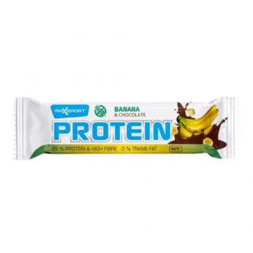 Baton proteic cu banane si ciocolata, fara gluten, 50g, Maxsport