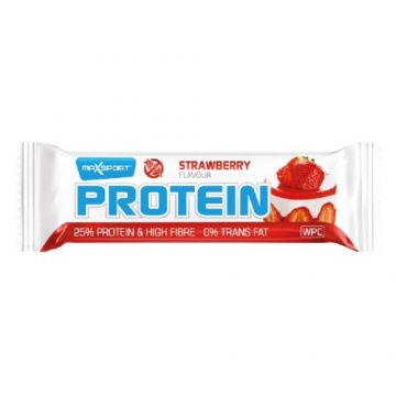 Baton proteic cu capsuni, fara gluten, 60g, Maxsport