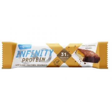 Baton proteic cu caramel sarat, fara gluten, Infinity, 55g, Maxsport