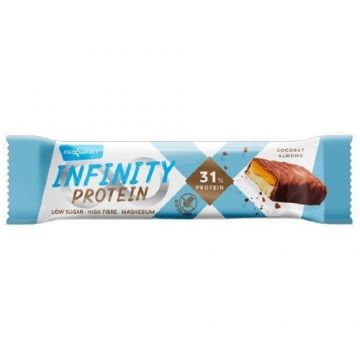 Baton proteic cu cocos si migdale, fara gluten, Infinity, 55 g, Maxsport