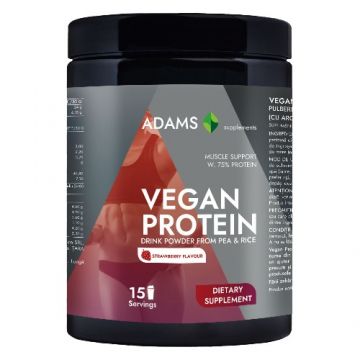 Proteina vegana (capsuni), 454g, Adams Supplements