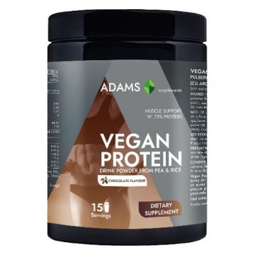 Proteina vegana (ciocolata), 454gr, Adams