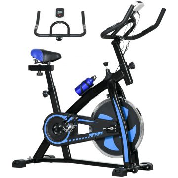 SPORTNOW Bicicletă pentru Exerciții cu Rezistență, Ghidon și Șa Reglabile, 118x50x105-115 cm, Albastru | Aosom Romania