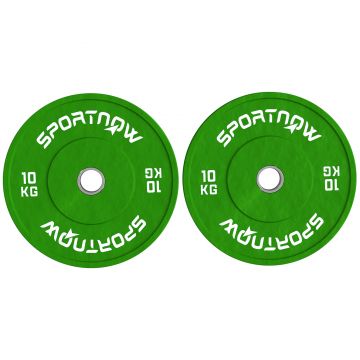 SPORTNOW Set de 2 Discuri Greutăți 2x10 kg din Cauciuc, cu Gaură de 5 cm pentru Gantere și Grijuri, Ø45x4 cm, Verde | Aosom Romania