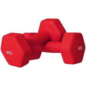 SPORTNOW Set de 2 Greutăți Hexagonale, Gantere cu Prindere Antiderapantă pentru Antrenament de Fitness, 2x4 kg,19x8x8 cm, Roșu | Aosom Romania