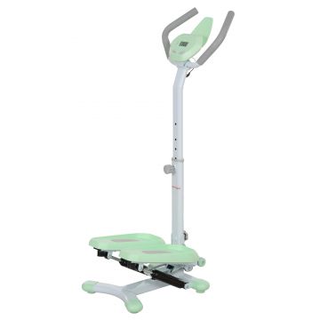 SPORTNOW Stepper cu Mânere Reglabile pe 3 Niveluri, Treaptă Reglabilă și Monitor LCD, 48x38x108-118 cm, Verde | Aosom Romania