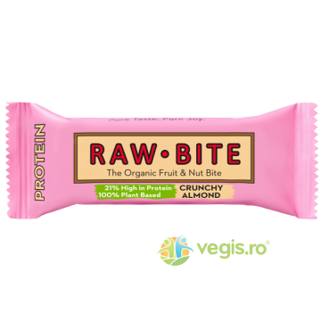 Baton Proteic cu Migdale Crocante fara Gluten si fara Zahar Ecologic/Bio 45g Baton Proteic cu Migdale Crocante fara Gluten si fara Zahar Ecologic/Bio 45g