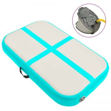 Saltea gimnastică gonflabilă cu pompă verde 600x100x20 cm PVC Saltea gimnastică gonflabilă cu pompă verde 600x100x20 cm PVC