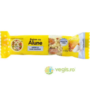 Baton cu Alune, Miere si Sare Marina 30g Baton cu Alune, Miere si Sare Marina 30g