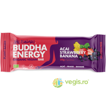 Baton Energizant cu Acai, Capsuni si Banane fara Gluten Ecologic/Bio 35g Baton Energizant cu Acai, Capsuni si Banane fara Gluten Ecologic/Bio 35g