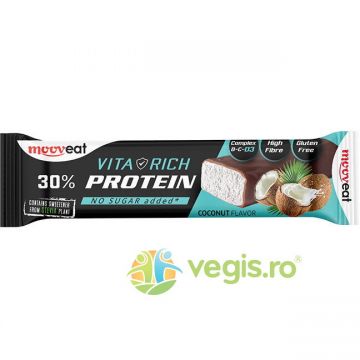 Baton Proteic 30% cu Fulgi de Cocos fara Gluten si Zahar Adaugat - Vita Rich 60g Baton Proteic 30% cu Fulgi de Cocos fara Gluten si Zahar Adaugat - Vita Rich 60g