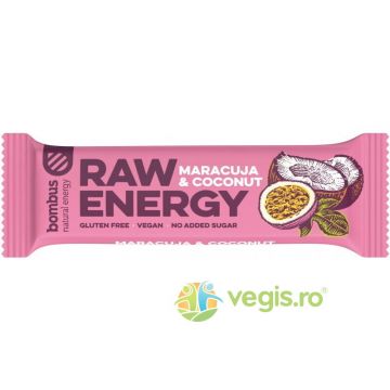Baton Proteic cu Maracuja si Nuca de Cocos fara Gluten Raw Energy 50g Baton Proteic cu Maracuja si Nuca de Cocos fara Gluten Raw Energy 50g