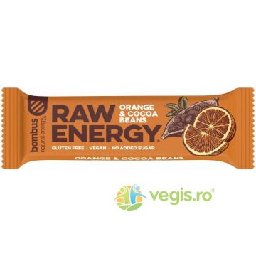 Baton Proteic cu Portocale si Boabe de Cacao fara Gluten Raw Energy 50g Baton Proteic cu Portocale si Boabe de Cacao fara Gluten Raw Energy 50g