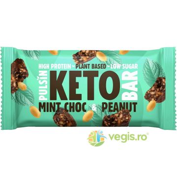 Baton Proteic Keto cu Ciocolata, Menta si Arahide fara Gluten 50g Baton Proteic Keto cu Ciocolata, Menta si Arahide fara Gluten 50g