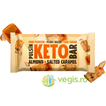 Baton Proteic Keto cu Migdale si Caramel Sarat 50g Baton Proteic Keto cu Migdale si Caramel Sarat 50g