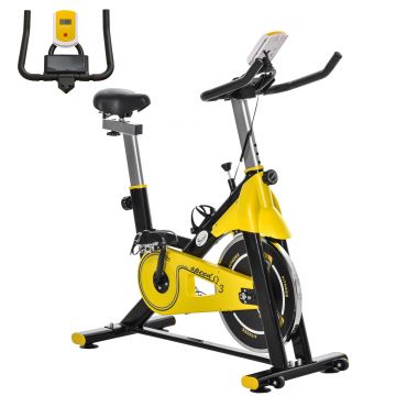 HOMCOM Bicicletă de Exerciții Staționare cu Volant, Monitor LCD, Rezistență Reglabilă pentru Antrenament Cardio, 101-113x45.5x100 cm, Galben | Aosom Romania HOMCOM Bicicletă de Exerciții Staționare cu Volant, Monitor LCD, Rezistență Reglabilă pentru Antrenament Cardio, 101-113x45.5x100 cm, Galben | Aosom Romania