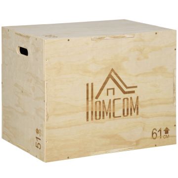 HOMCOM Cutie Pliometrică din Lemn 3 în 1, Îmbunătățește Săriturile, Antrenament Complet, 50/60/76cm Înălțime | Aosom Romania