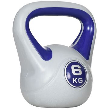SPORTNOW Kettlebell 6kg pentru Exerciții, Protecție Moale, Bază Plată, PU și Nisip, 20x13x22 cm, Violet | Aosom Romania
