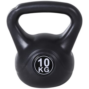 HOMCOM Kettlebell 10 kg, Echipament Fitness pentru Antrenament de Forță, 25x19x28 cm, Negru | Aosom Romania